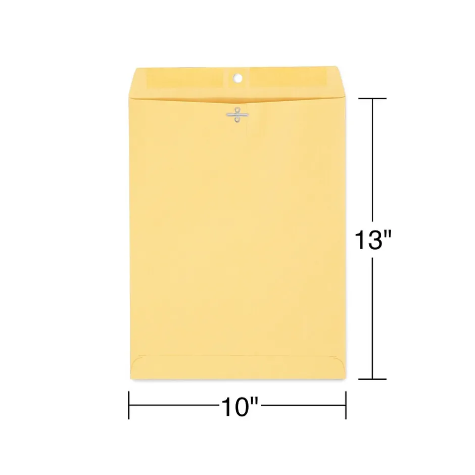 Staples Kraft Clasp & Moistenable Glue Catalog Envelopes, 10" x 13", Brown, 100/Box (ST187039-CC)* Security Tinted