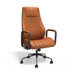 ® Laconia Ergonomic Leather Swivel Manager Chair, Brown (HLC-3932) Office Chairs