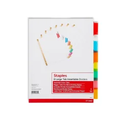 Staples Large Tab Insertable Dividers, 8-Tab, Assorted Colors (13492/11123) Online