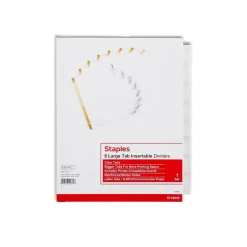 Staples Large Tab Insertable Dividers, 8-Tab, Clear (18935/11124) Hot