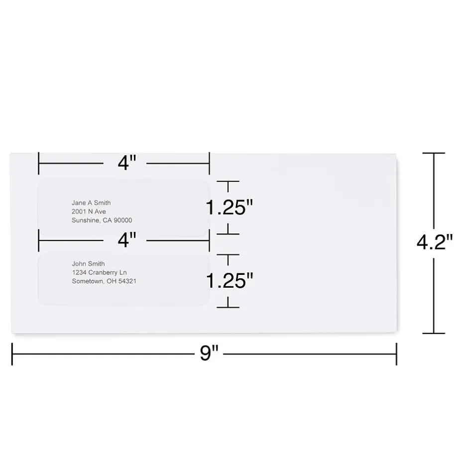 Staples Laser Forms Double Window Envelopes, Wove White, 500/Box (ST473949-CC)* Business