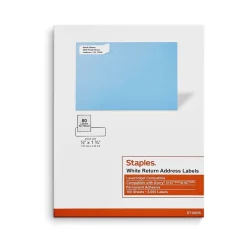 Staples Laser/Inkjet Address Labels, 1/2" x 1 3/4", White, 80 Labels/Sheet, 100 Sheets/Pack, 8000 Labels/Box (18056/SIWO090)* Address Labels