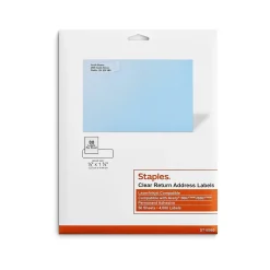 Staples Laser/Inkjet Address Labels, 1/2" x 1 3/4", Clear, 80 Labels/Sheet, 50 Sheets/Pack, 4000 Labels/Box (18080/SLCK090)* Address Labels