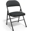 New Luxura Faux Leather Folding Chair, Black, 4/Pack (51504) Folding & Stacking
