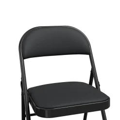 New Luxura Faux Leather Folding Chair, Black, 4/Pack (51504) Folding & Stacking