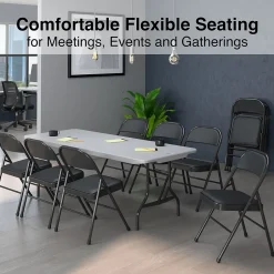 New Luxura Faux Leather Folding Chair, Black, 4/Pack (51504) Folding & Stacking