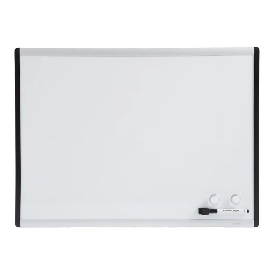 Hot Magnetic Steel Dry-Erase Whiteboard, Silver/Black, 1.5' x 2' (52484/28213) Dry Erase