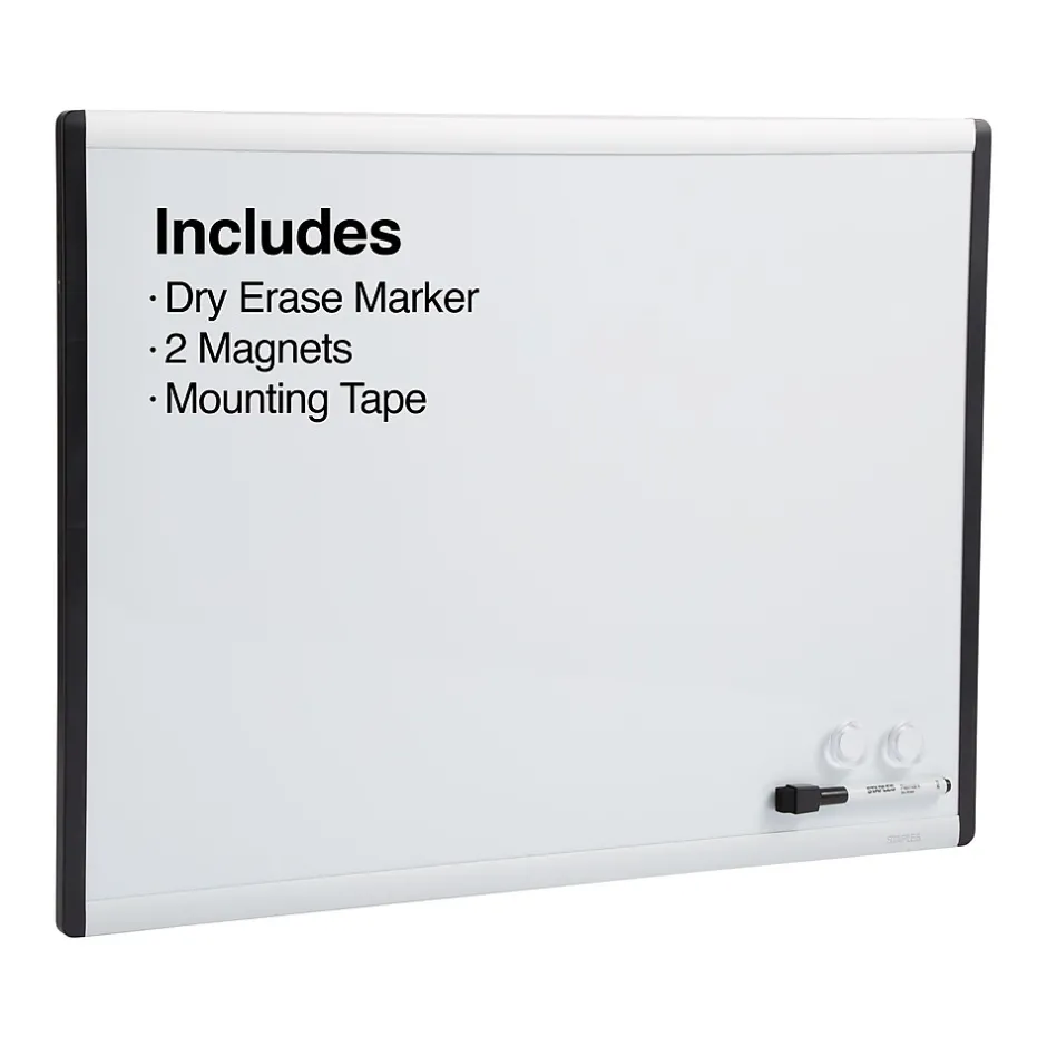 Hot Magnetic Steel Dry-Erase Whiteboard, Silver/Black, 1.5' x 2' (52484/28213) Dry Erase