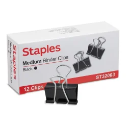 Staples Medium Binder Clips, 0.63" Capacity, Black, 144 Clips/Pack (ST32003/32003) Outlet