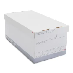 Staples Medium Duty 60% Recycled EZ Fold Corrugated File Box Lift Off Lid, Letter Size, White/Gray, 12/Carton (2489403) Sale