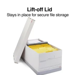 Staples Medium Duty 60% Recycled EZ Fold Corrugated File Box Lift Off Lid, Letter Size, White/Gray, 12/Carton (2489403) Sale