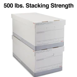 Staples Medium Duty 60% Recycled EZ Fold Corrugated File Box Lift Off Lid, Letter Size, White/Gray, 12/Carton (2489403) Sale