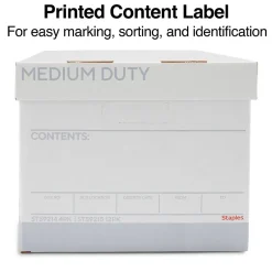 Staples Medium Duty 60% Recycled EZ Fold Corrugated File Box Lift Off Lid, Letter Size, White/Gray, 12/Carton (2489403) Sale