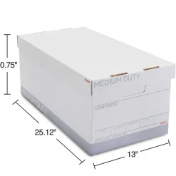 Staples Medium Duty 60% Recycled EZ Fold Corrugated File Box Lift Off Lid, Letter Size, White/Gray, 12/Carton (2489403) Sale