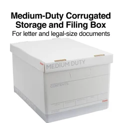 Staples Medium Duty File Box, Lift Off Lid, Letter/Legal, White (50141)