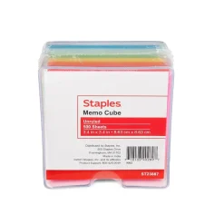 Staples Memo Cube Memo Pad, 3.4" x 3.4", Unruled, Assorted Colors, 500 Sheets/Pad (23887) Sale