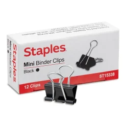 Staples Mini Binder Clips, 0.25" Capacity, Black, 144 Clips/Pack (ST15338/15338) Best