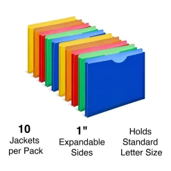 Staples Moisture Resistant File Pockets, Letter Size, Assorted Colors, 10/Pack (TR18372) Sale