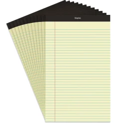 Staples Notepad, 8.5" x 14", Wide Ruled, , 50 Sheets/Pad, Dozen Pads/Pack (ST57301) Canary