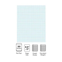 Staples ® Notepads, 8.5" x 11", Graph Ruled, White, 50 Sheets/Pad, 6 Pads/Pack (ST57332) Hot