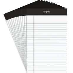 Staples Notepads, 5" x 8", Narrow Ruled, , 50 Sheets/Pad, Dozen (ST57338) White Hot
