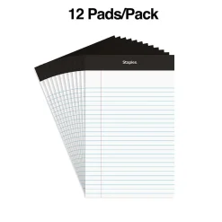 Staples Notepads, 5" x 8", Narrow Ruled, , 50 Sheets/Pad, Dozen (ST57338) White Hot