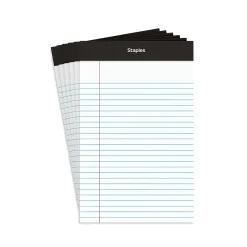 Staples Notepads, 5" x 8", Narrow Ruled, , 100 Sheets/Pad, 6 Pads/Pack (ST57343) White Outlet