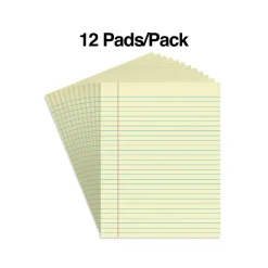 Staples Notepads, 8.5" x 11", Wide Ruled, Canary, 50 Sheets/Pad, Dozen Pads/Pack (ST57295) Hot