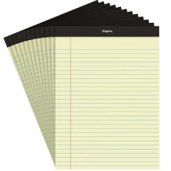 Staples Notepads, 8.5" x 11.75", Wide Ruled, Canary, 50 Sheets/Pad, Dozen (ST57300) Discount