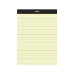 Staples Notepads, 8.5" x 11.75", Wide Ruled, , 100 Sheets/Pad, 6 Pads/Pack (ST57349) Canary Discount