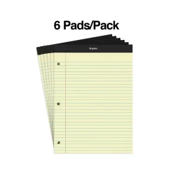 Staples Notepads, 8.5" x 11.75", Wide Ruled, , 100 Sheets/Pad, 6 Pads/Pack (ST57349) Canary Discount