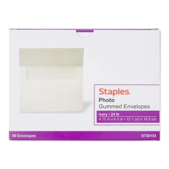 Staples Photo A6 Envelope, Ivory, 50/Box (763176S)* Business
