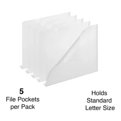 Staples Plastic Document File, 5-Pocket, Letter Size, Clear, 5/Pack (TR11094) New