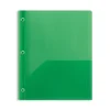 Staples 2-Pocket Plastic Presentation Folder with Fasteners, Green (ST26388-CC) Clearance