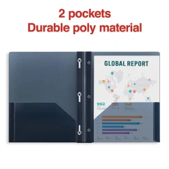Staples 2-Pocket Plastic Presentation Folder with Fasteners, Navy (ST26389-CC) Online
