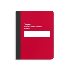 Staples Poly Composition Notebook, 7.5" x 9.75", Wide Ruled, 80 Sheets, (ST55088) Red