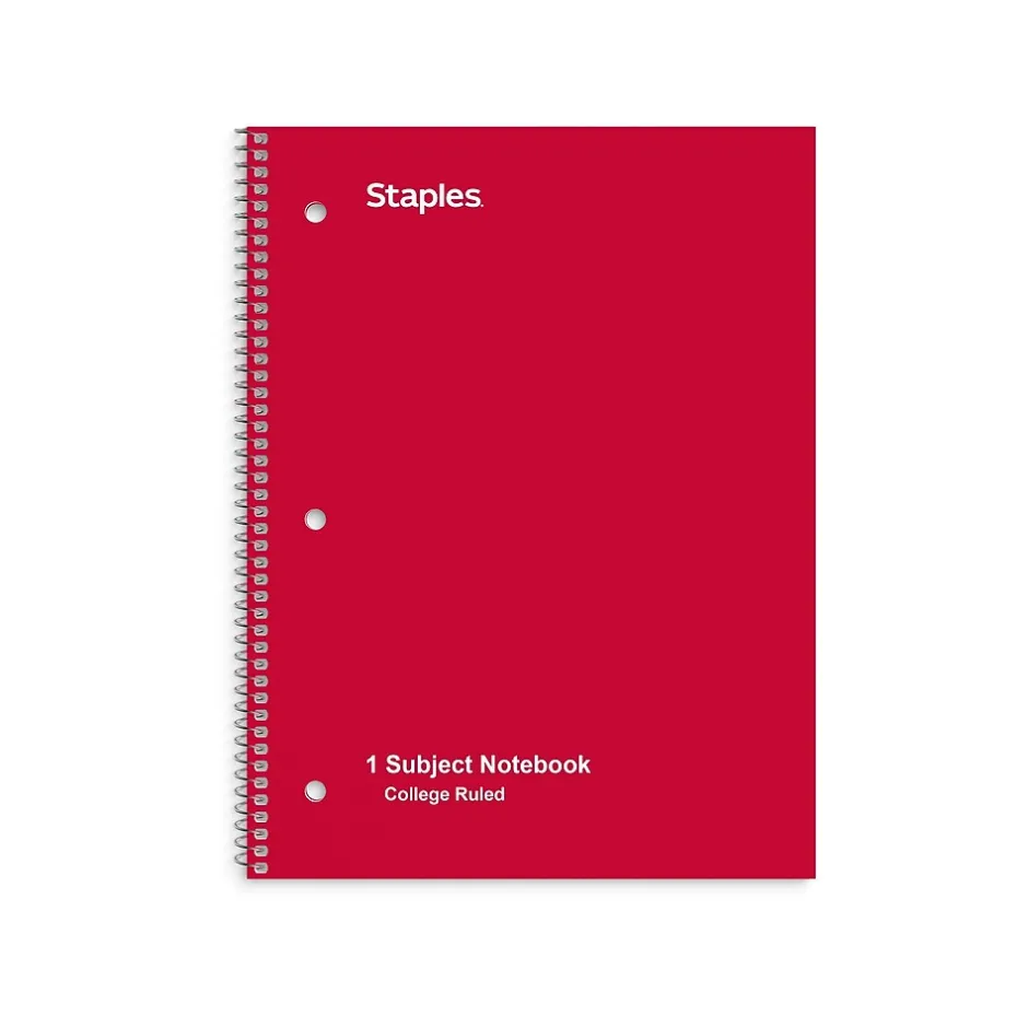 Staples ® Poly 1-Subject Notebook, 8" x 10.5", College Ruled, 70 Sheets, Assorted Colors (27620M) Online