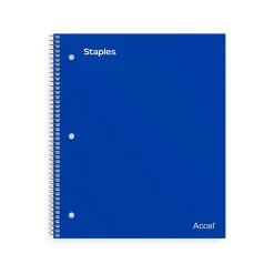 Staples Premium Poly 3-Subject Notebook, 8.5" x 11", College Ruled, 150 Sheets, (ST58314) Blue Hot