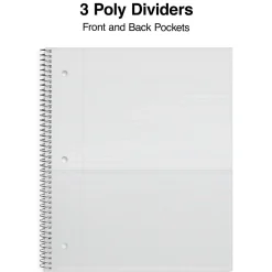 Staples Premium Poly 3-Subject Notebook, 8.5