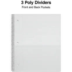 Staples Premium Poly 3-Subject Notebook, 8.5