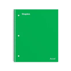Staples Premium Poly 1-Subject Notebook, 8.5" x 11", College Ruled, 100 Sheets, (ST51451D) Green Clearance