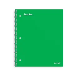 Staples Premium Poly 1-Subject Notebook, 8" x 10.5", Wide Ruled, 100 Sheets, (TR51452) Green Outlet