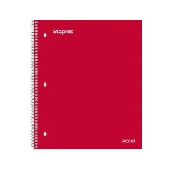 Staples Premium 1-Subject Notebook, 8" x 10.5", Wide Ruled, 100 Sheets, Red, 12/Carton (TR20958CT) Outlet