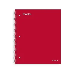 Staples Premium 1-Subject Notebook, 8.5" x 11", College Ruled, 100 Sheets, Red, 12 Notebooks/Carton (ST20952CT) Clearance
