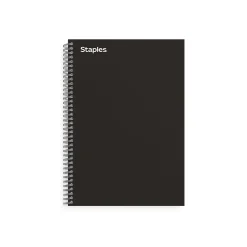 Staples Premium 3-Subject Notebook, 5.88" x 9.5", College Ruled, 138 Sheets, Black (TR58351)