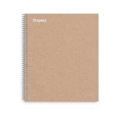 Staples Premium 3-Subject Notebook, 8.5" x 11", College Ruled, 150 Sheets, Brown (TR52123) Outlet