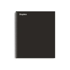 Staples ® Premium 3-Subject Subject Notebooks, 8.5" x 11", College Ruled, 150 Sheets, Black (TR58359M-CC)