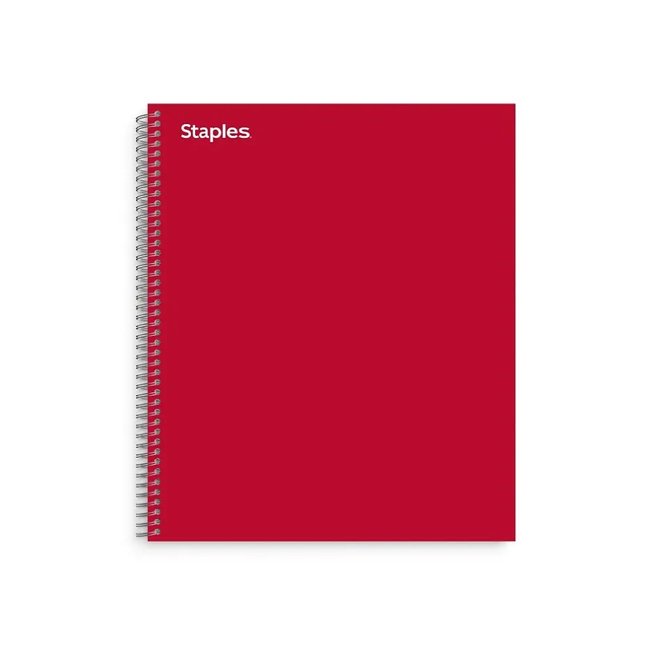 Staples ® Premium 1-Subject Subject Notebooks, 8.5" x 11", College Ruled, 100 Sheets, Red (TR58357M-CC) Hot