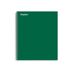 Staples ® Premium 3-Subject Subject Notebooks, 8.5" x 11", College Ruled, 150 Sheets, Green (TR58362M-CC) Outlet