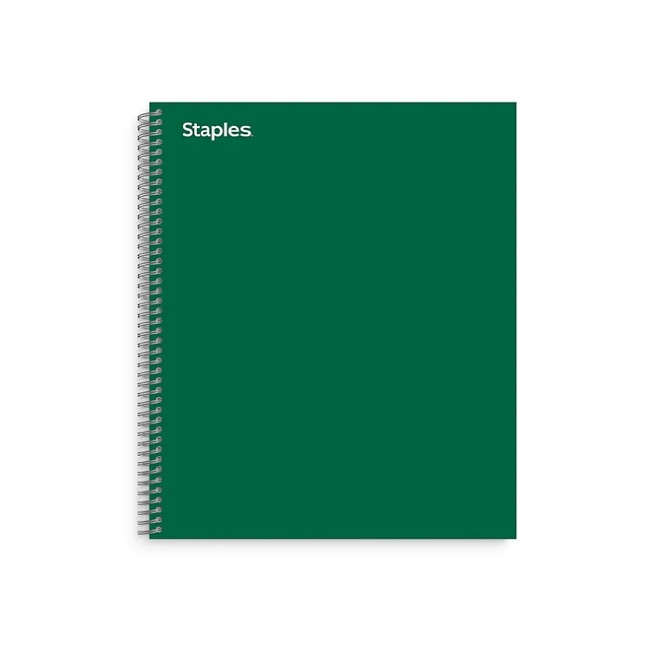 Staples ® Premium 3-Subject Subject Notebooks, 8.5" x 11", College Ruled, 150 Sheets, Green (TR58362M-CC) Outlet